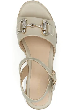 Sandali Beige con Zeppa e Dettaglio Gioiello Mariella Burani 51304