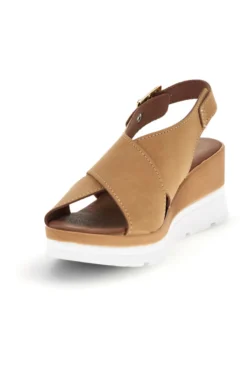 Sandali beige con zeppa e fasce incrociate Plocadi 1107704
