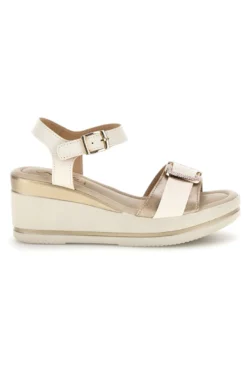 Sandali Beige con zeppa e fibbia decorativa Pittarello look MK3705258