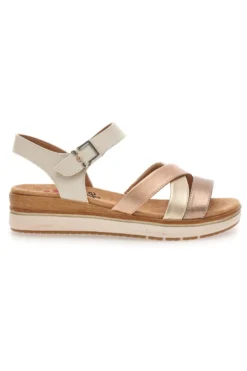 Sandali beige e oro con zeppa Relife 67172670201