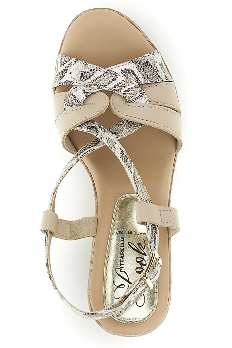 Sandali beige Made in Italy con tomaia in pelle Pittarello look MK3226228