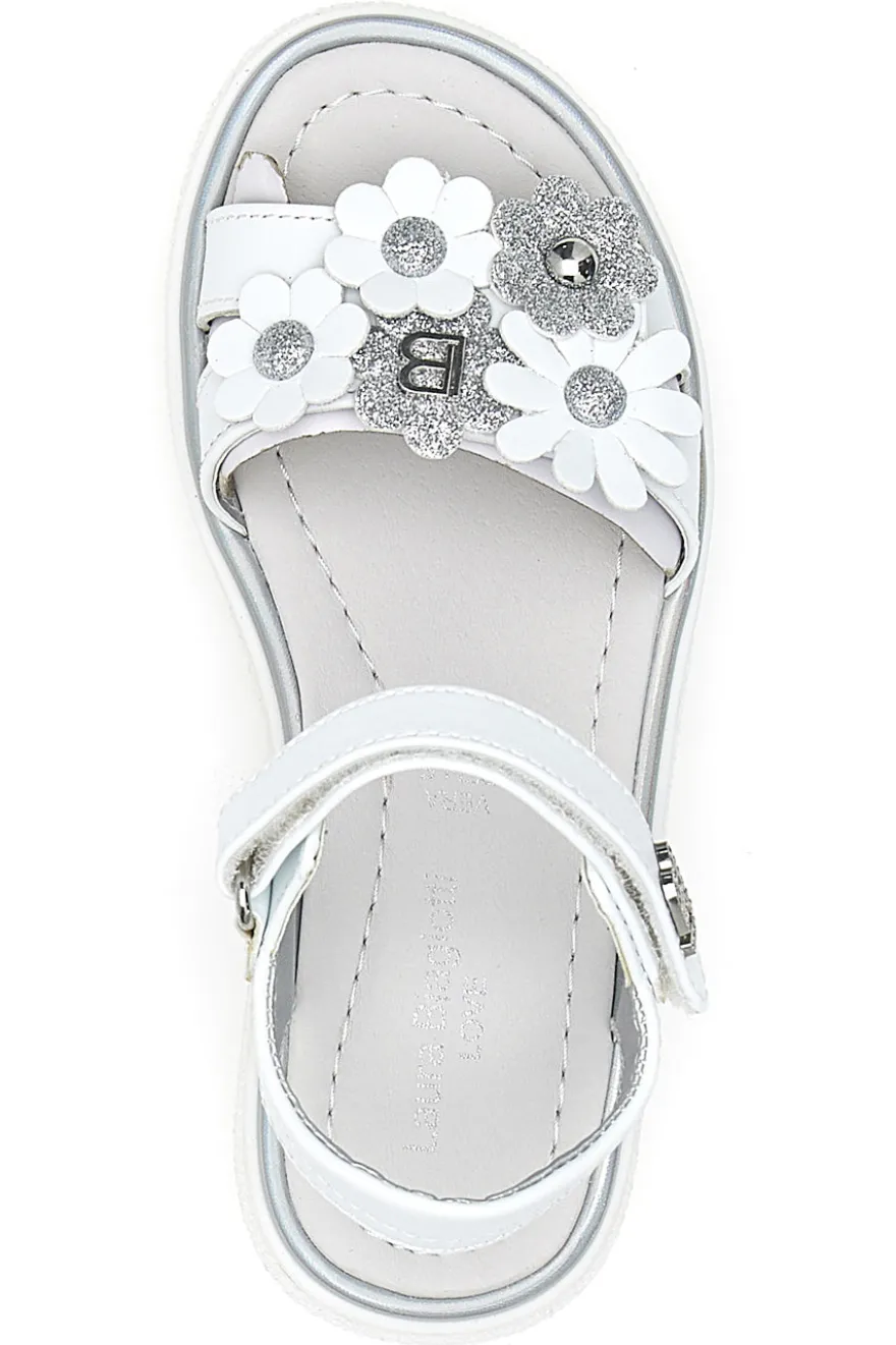 Sandali bianche e argento con applicazioni floreali Laura Biagiotti 96109489