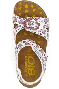 Sandali bianchi a fantasia rosa con plantare preformato Pittarello Bio 257A745SR