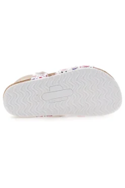 Sandali bianchi a fantasia rosa con plantare preformato Pittarello Bio 257A745SR