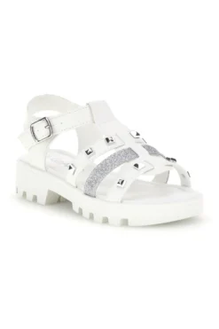 Sandali bianchi con borchie e glitter Grazie girl 15105