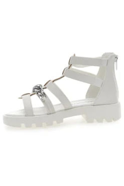 Sandali Bianchi con Cerniera e Catenella Grazie Girl 14355