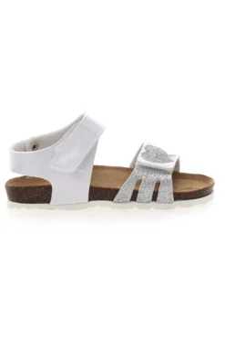 Sandali Bianchi con Cuori Argento e Velcro PITT KIDS 45260TWV