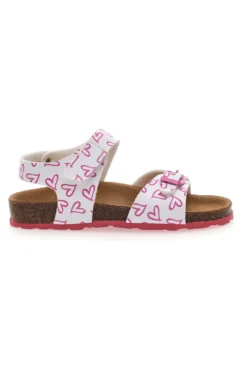 Sandali bianchi con cuori rosa e fibbie regolabili PITT KIDS 45289GLO