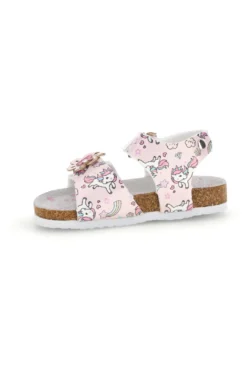 Sandali bianchi con fantasia floreale e stampa unicorni Pitt kids 14602