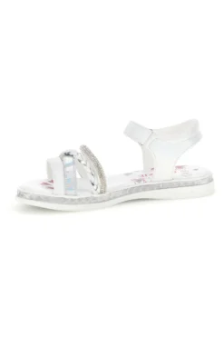 Sandali bianchi con fascia argento e brillanti Grazie girl 14342