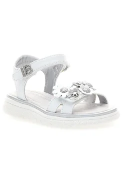 Sandali bianchi con fiori applicati e glitter Laura Biagiotti 96109489