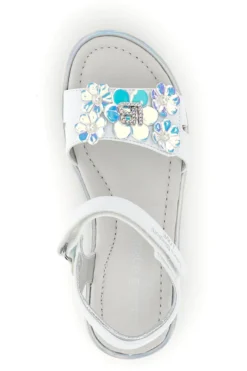 Sandali bianchi con fiori decorativi iridescenti Laura Biagiotti L9882C9702