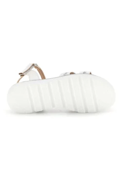 Sandali bianchi con frontale intrecciato e dettagli argentati Pitt kids 392629S