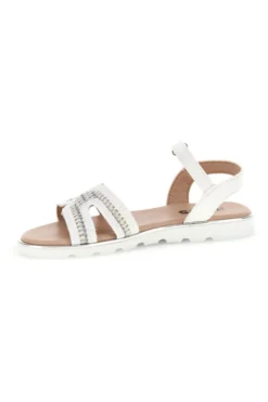 Sandali bianchi con frontale intrecciato e dettagli argentati Pitt kids 392629S