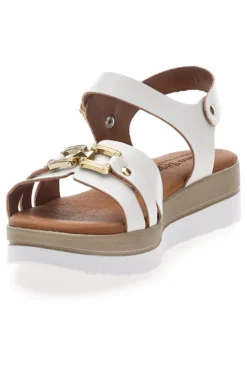 Sandali bianchi con platform e fibbia dorata Prima Riga 5