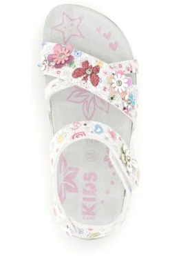Sandali Bianchi con Stampa Floreale Pitt kids 14407