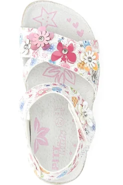 Sandali bianchi con stampa floreale e strappo Pitt Kids 14407