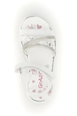 Sandali bianchi con strass e chiusura a strappo Grazie girl 15101