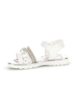 Sandali bianchi con strass e chiusura a strappo Grazie girl 15101
