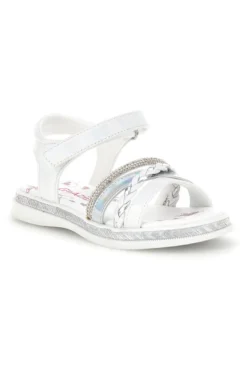 Sandali bianchi con strass e cinturino alla caviglia Grazie girl 14342