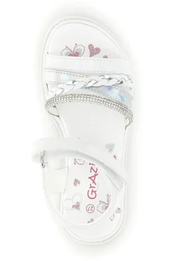 Sandali bianchi con strass e cinturino alla caviglia Grazie girl 14342
