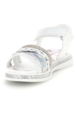 Sandali bianchi con strass e cinturino alla caviglia Grazie girl 14342