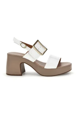Sandali Bianchi con tacco e fibbia Pittarello look MK3935435
