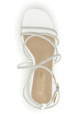 Sandali bianchi con tacco largo e listini First lady P708