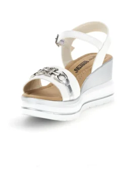Sandali Bianchi con zeppa e catena decorativa Energy E425