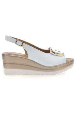 Sandali bianchi con zeppa e maxi fibbia Pittarello Look MK3197352