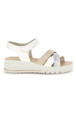 Sandali bianchi e beige con fasce incrociate Imac 1080700295526