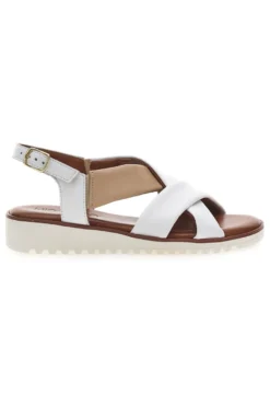 Sandali Bianchi e Beige con Tomaia a Fascia In Vera Pelle MIO TEMPO 24A030