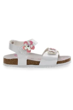 Sandali Bianchi e Rosa Con Applicazioni Floreali Pitt Kids 14417