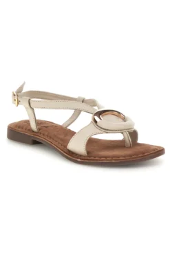 Sandali bianchi in vera pelle con decoro circolare frontale Pittarello look IF6532