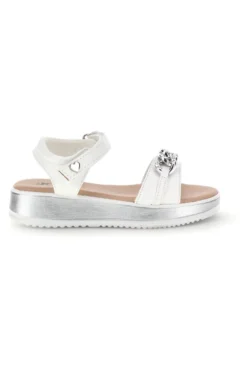 Sandali bianco con cinturini con brillantini Pitt kids 392629S