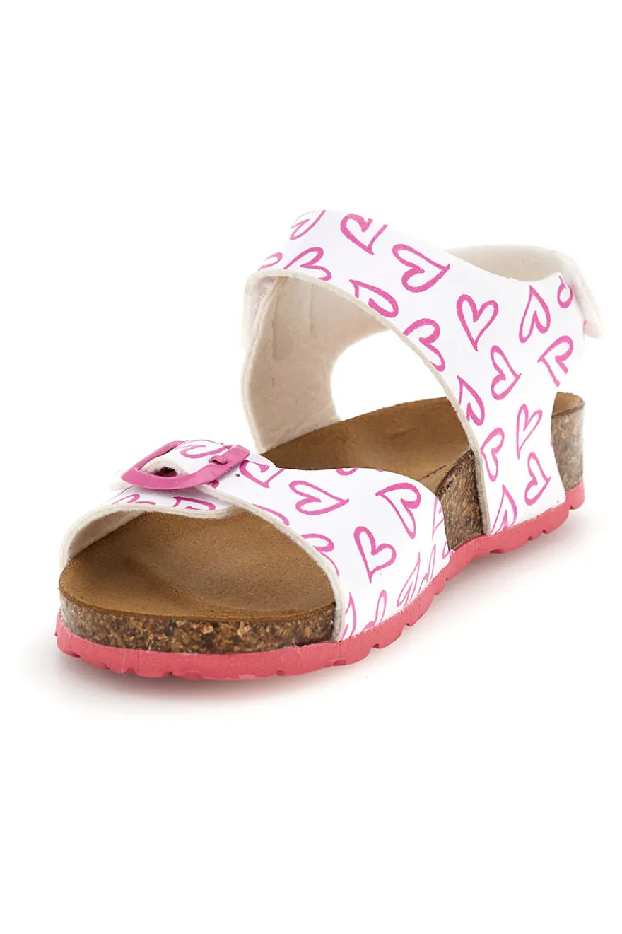 Sandali bianco con stampa cuori doppia regolazione Pitt kids 45289glo