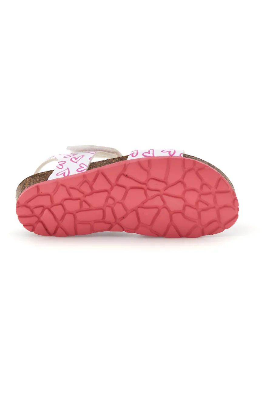 Sandali bianco con stampa cuori doppia regolazione Pitt kids 45289glo