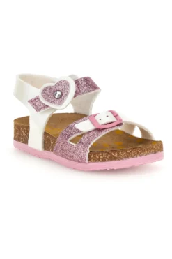 Sandali bianco e rosa con fibbie Pittarello bio 257A187SR
