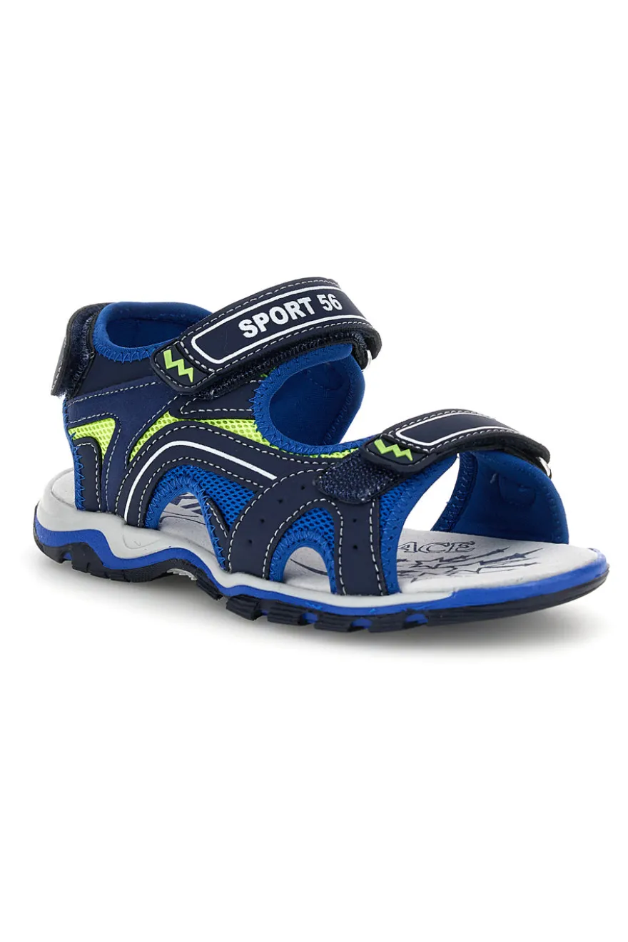 Sandali blu con dettagli a contrasto e chiusura a strappo Pitt kids 15115