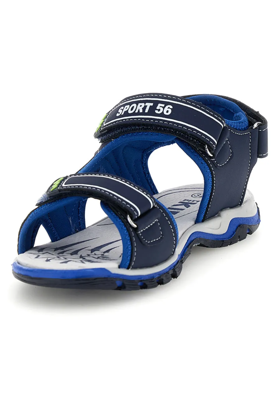 Sandali blu con dettagli a contrasto e chiusura a strappo Pitt kids 15115