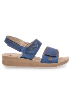 Sandali Blu con Fascia a Velcro e Sottopiede in Pelle INBLU 61 FC
