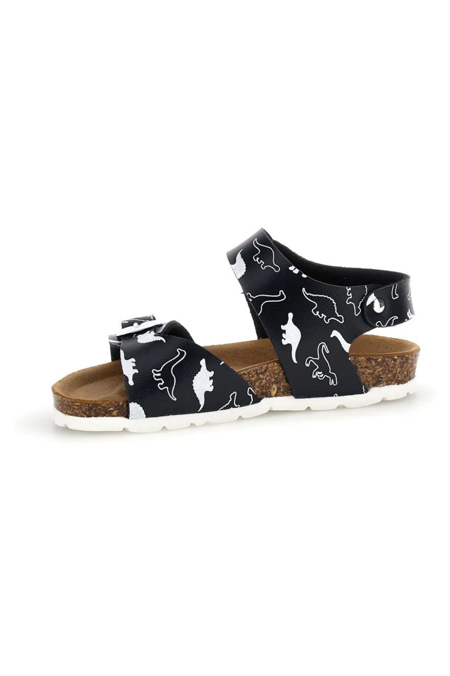 Sandali blu con stampa dinosauri doppia regolazione Pitt kids 45289gdn