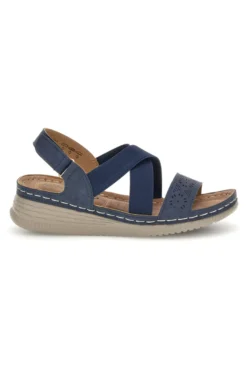 Sandali blu con zeppa e fasce incrociate Mio tempo Q17751