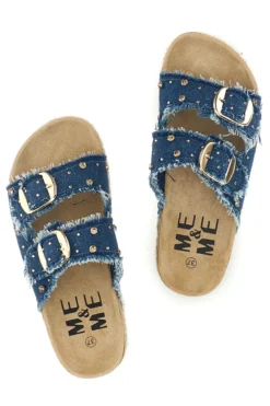 Sandali blu in tessuto con fibbie Me & me 15619