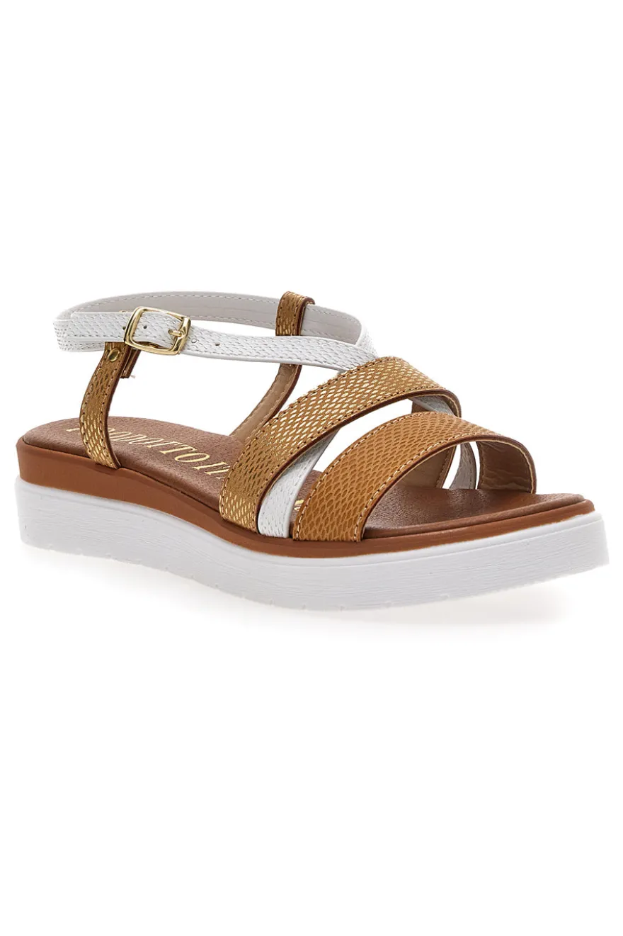 Sandali Cognac Made In Italy Mio Tempo 4827