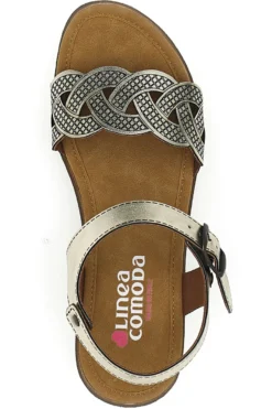 Sandali color platino con plantare comfort Linea Comoda 8068C
