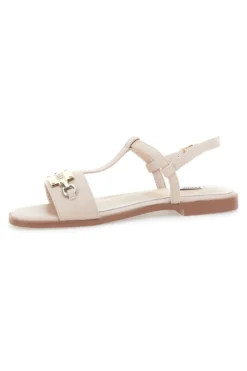 Sandali Crema Flat con Dettaglio Catena Ferre' F251