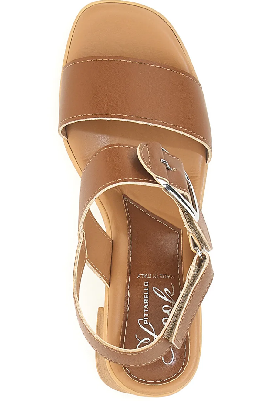 Sandali Cuoio con Tacco Medio a Blocco PITTARELLO LOOK MK3619214