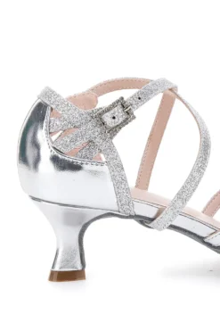 Sandali Da Ballo Argento Con Suola In Pelle Mon Dieu 1460503
