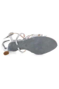 Sandali Da Ballo Argento Con Suola In Pelle Mon Dieu 1460503